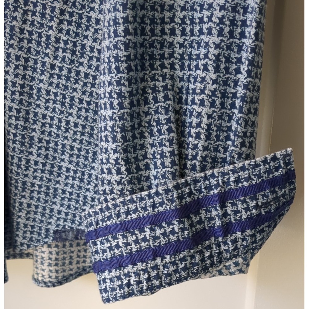 Robert Graham Modern Americana Men's TAILORED Flip‎ Cuff Blue Check Shirt Large - Picture 7 of 13